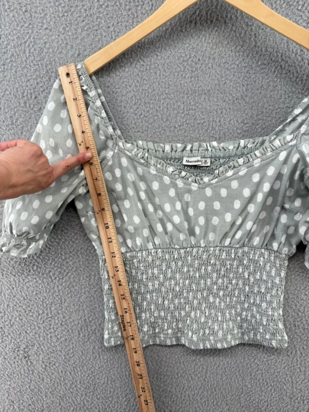 Abercrombie & Fitch Polka Dot Smocked Puff Sleeve Top M